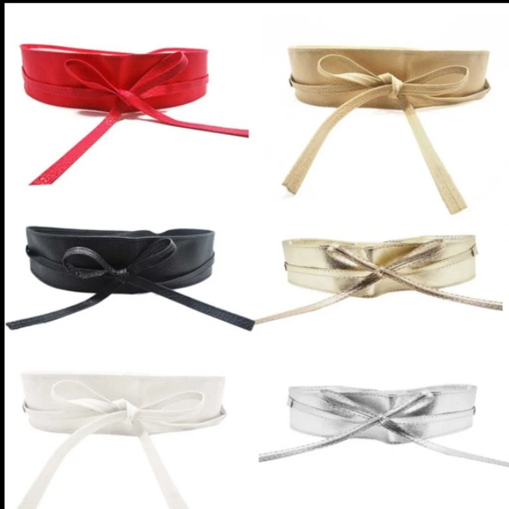 Soft Faux Leather Wide Self Tie Wrap Around Obi Waist Band Boho Dress Belt